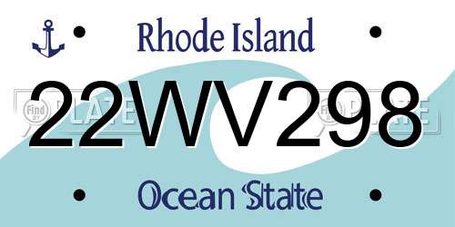 22WV298 Rhode Island License Plate