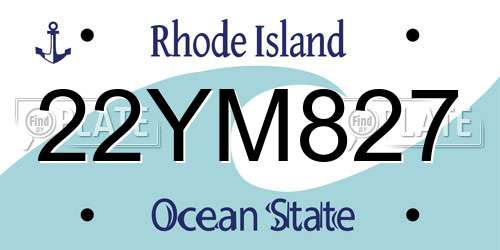 22YM827 Rhode Island License Plate