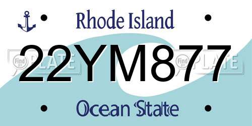22YM877 Rhode Island License Plate