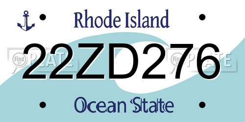 22ZD276 Rhode Island License Plate