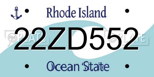 22ZD552 Rhode Island License Plate