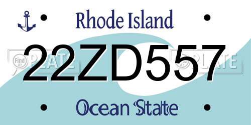 22ZD557 Rhode Island License Plate