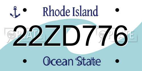 22ZD776 Rhode Island License Plate