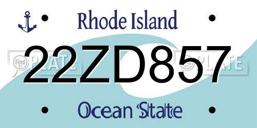 22ZD857 Rhode Island License Plate