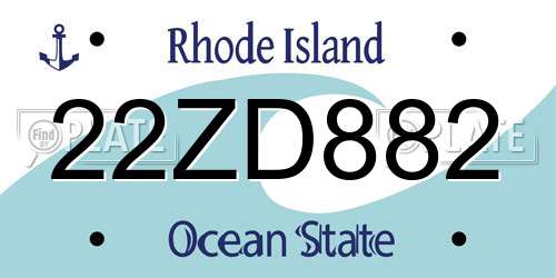 22ZD882 Rhode Island License Plate