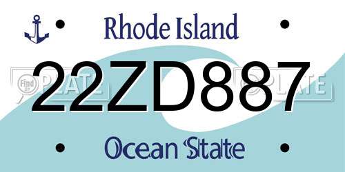 22ZD887 Rhode Island License Plate