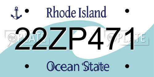 22ZP471 Rhode Island License Plate