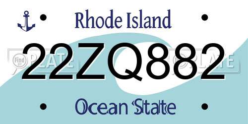 22ZQ882 Rhode Island License Plate