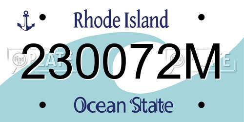 230072M Rhode Island License Plate