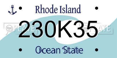 230K35 Rhode Island License Plate
