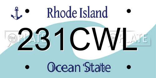 231CWL Rhode Island License Plate