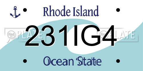 231IG4 Rhode Island License Plate
