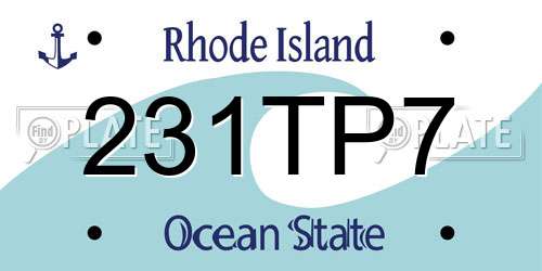 231TP7 Rhode Island License Plate