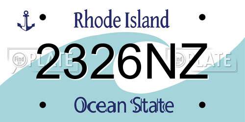 2326NZ Rhode Island License Plate