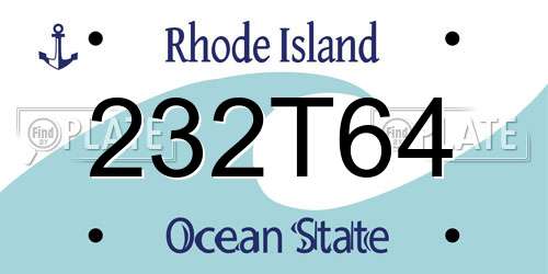 232T64 Rhode Island License Plate