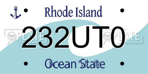 232UT0 Rhode Island License Plate