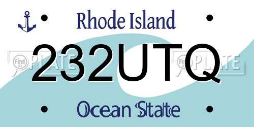 232UTQ Rhode Island License Plate