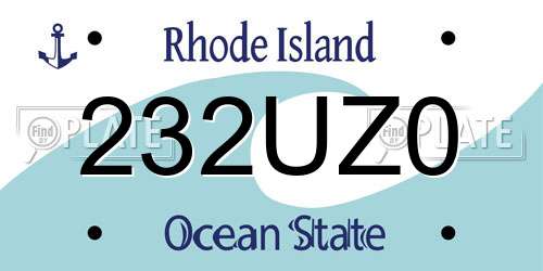 232UZ0 Rhode Island License Plate