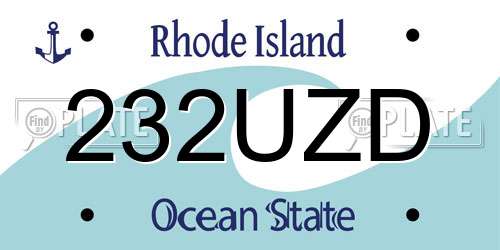 232UZD Rhode Island License Plate