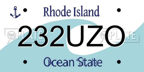 232UZO Rhode Island License Plate