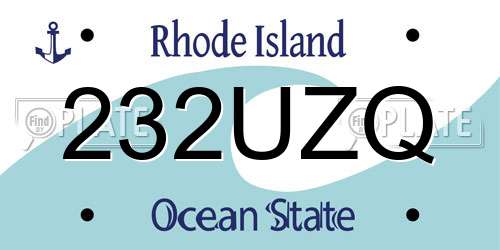 232UZQ Rhode Island License Plate