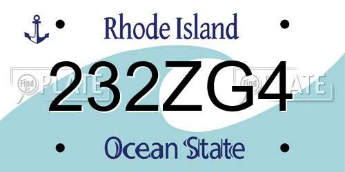 232ZG4 Rhode Island License Plate