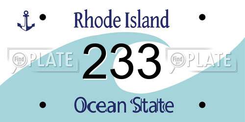 233 Rhode Island License Plate