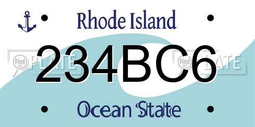 234BC6 Rhode Island License Plate
