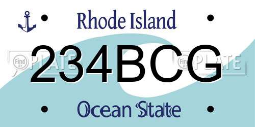234BCG Rhode Island License Plate