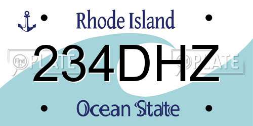 234DHZ Rhode Island License Plate