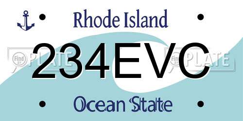 234EVC Rhode Island License Plate