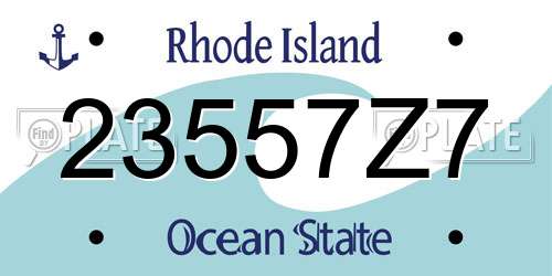23557Z7 Rhode Island License Plate