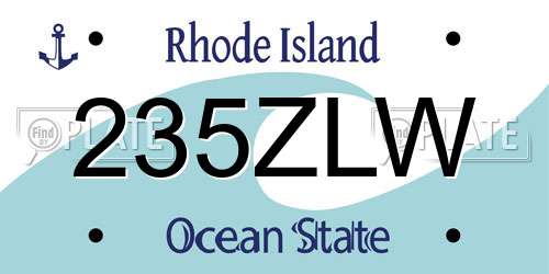 235ZLW Rhode Island License Plate