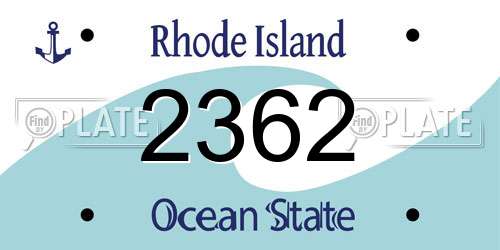 2362 Rhode Island License Plate