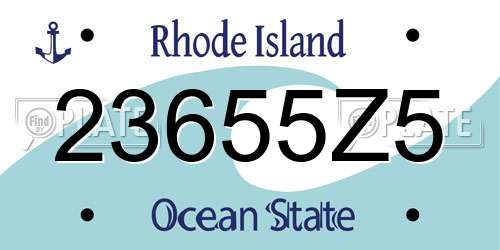 23655Z5 Rhode Island License Plate