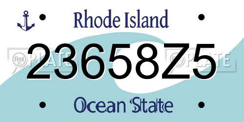 23658Z5 Rhode Island License Plate