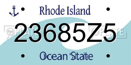 23685Z5 Rhode Island License Plate