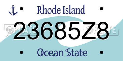 23685Z8 Rhode Island License Plate