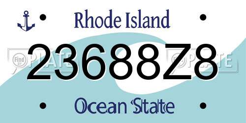 23688Z8 Rhode Island License Plate