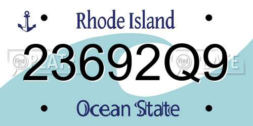 23692Q9 Rhode Island License Plate