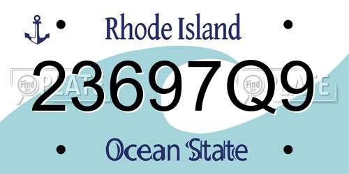 23697Q9 Rhode Island License Plate