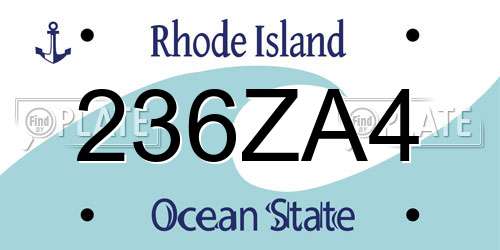 236ZA4 Rhode Island License Plate