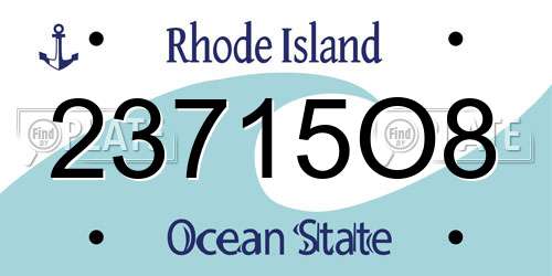 23715O8 Rhode Island License Plate