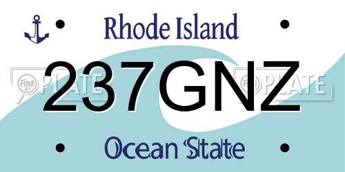 237GNZ Rhode Island License Plate