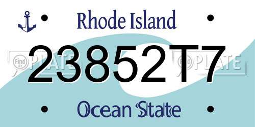 23852T7 Rhode Island License Plate