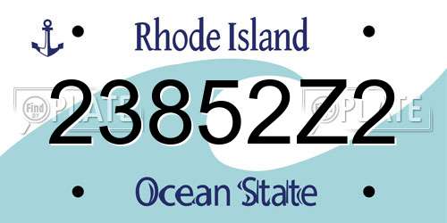 23852Z2 Rhode Island License Plate