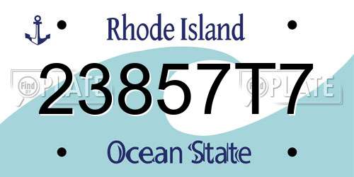 23857T7 Rhode Island License Plate