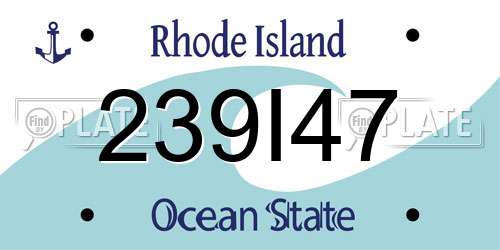 239I47 Rhode Island License Plate