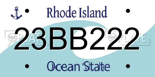 23BB222 Rhode Island License Plate