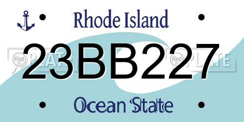 23BB227 Rhode Island License Plate